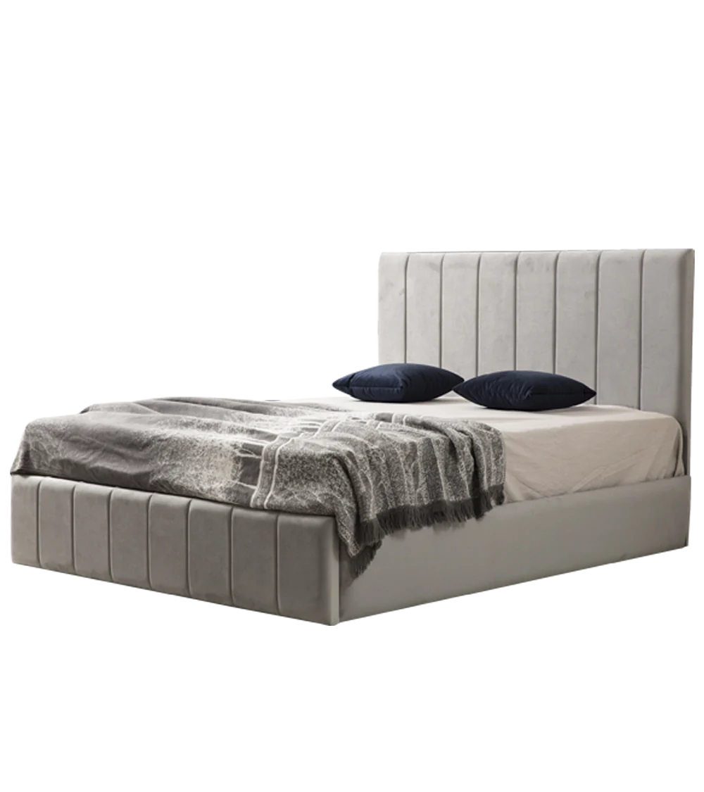 Cadre de Lit Polo Gris - Confort Luxueux et Design