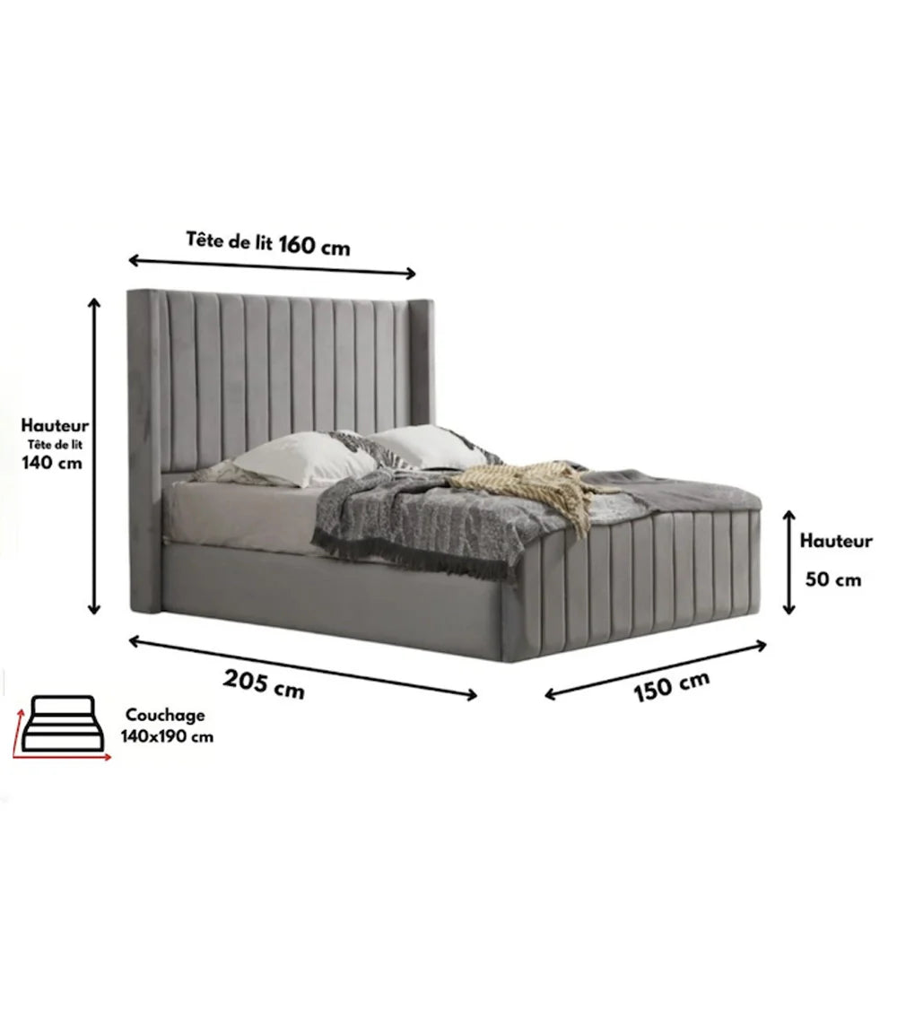 Cadre de Lit Tokyo Gris - Confort et Élégance