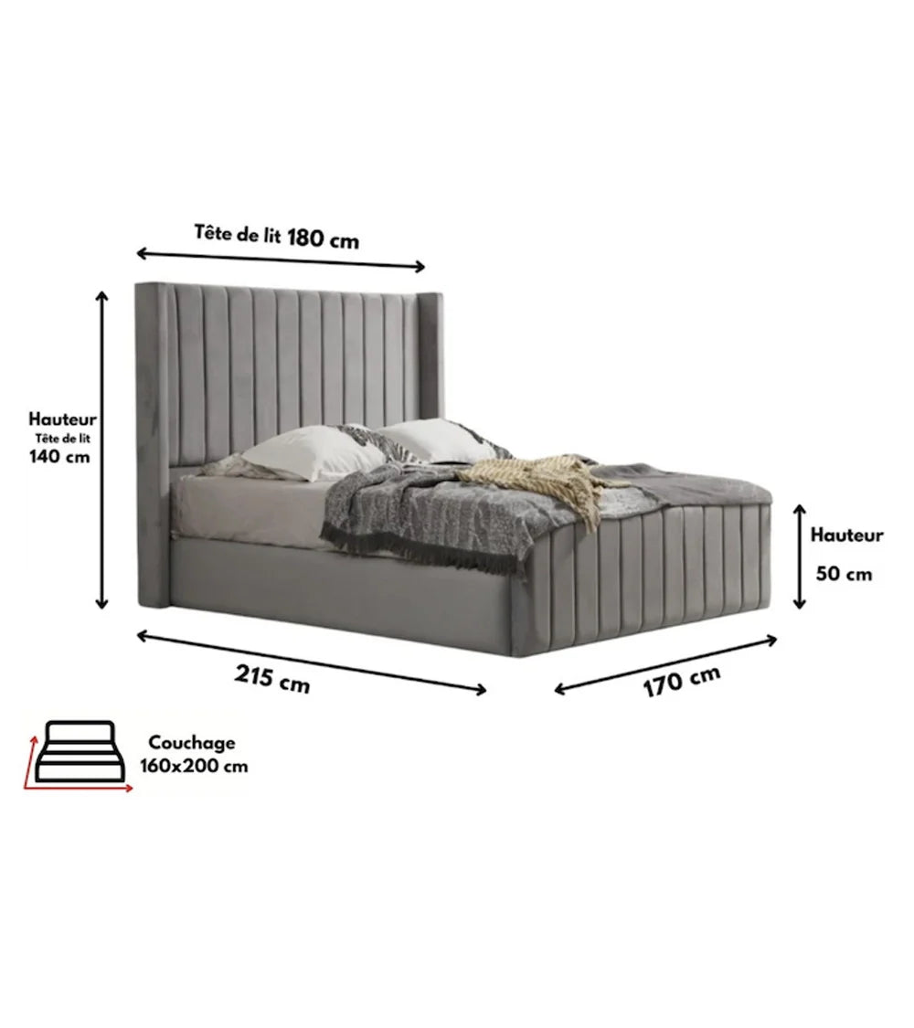 Cadre de Lit Tokyo Gris - Confort et Élégance