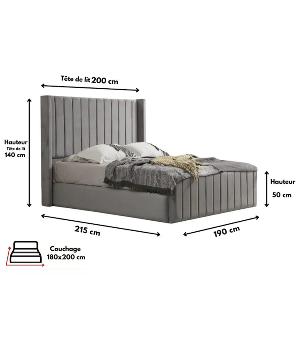 Cadre de Lit Tokyo Gris - Confort et Élégance