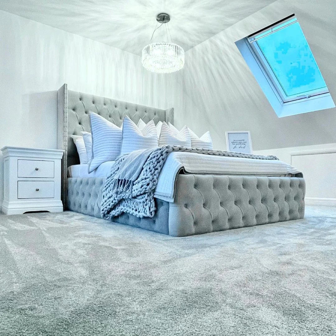 Cadre de Lit Armony Gris - Élégance Néo-Classique