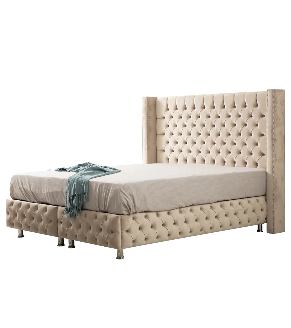 Lit Coffre Armony Beige - Confort, Élégance et Fonctionnalité