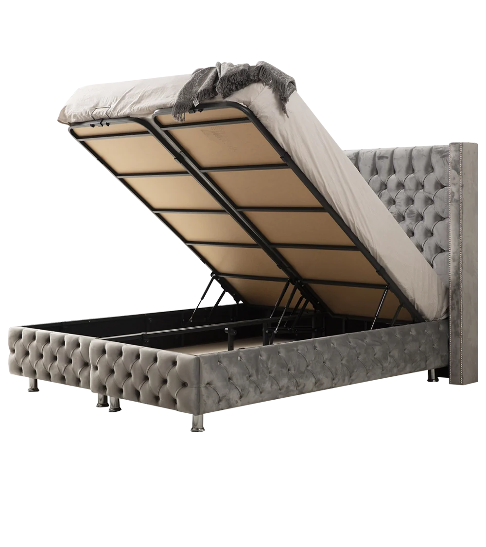 Lit Coffre Armony Gris - Confort, Élégance et Fonctionnalité