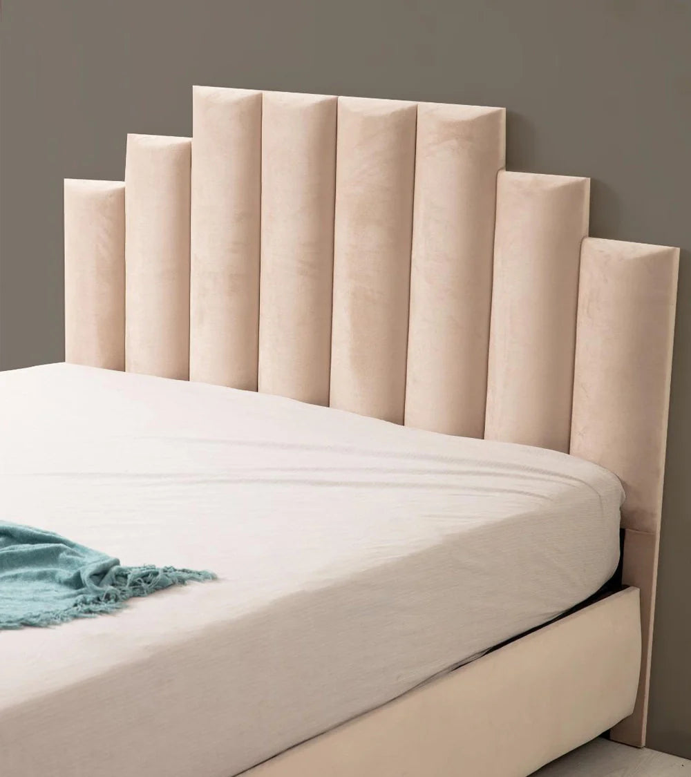 Lit Coffre Pyramide Beige - Design Élégant