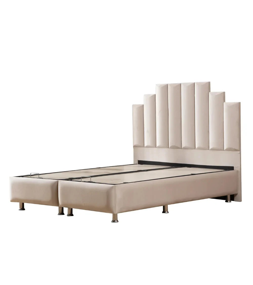 Lit Coffre Pyramide Beige - Design Élégant