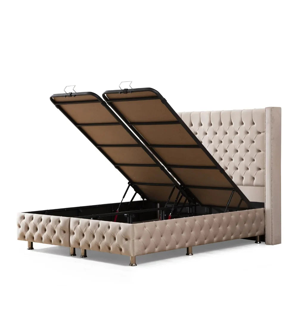 Lit Coffre Armony Beige - Confort, Élégance et Fonctionnalité