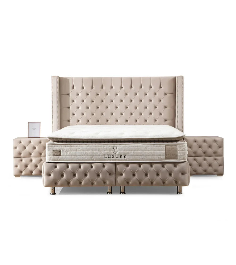 Lit Coffre Armony Beige - Confort, Élégance et Fonctionnalité
