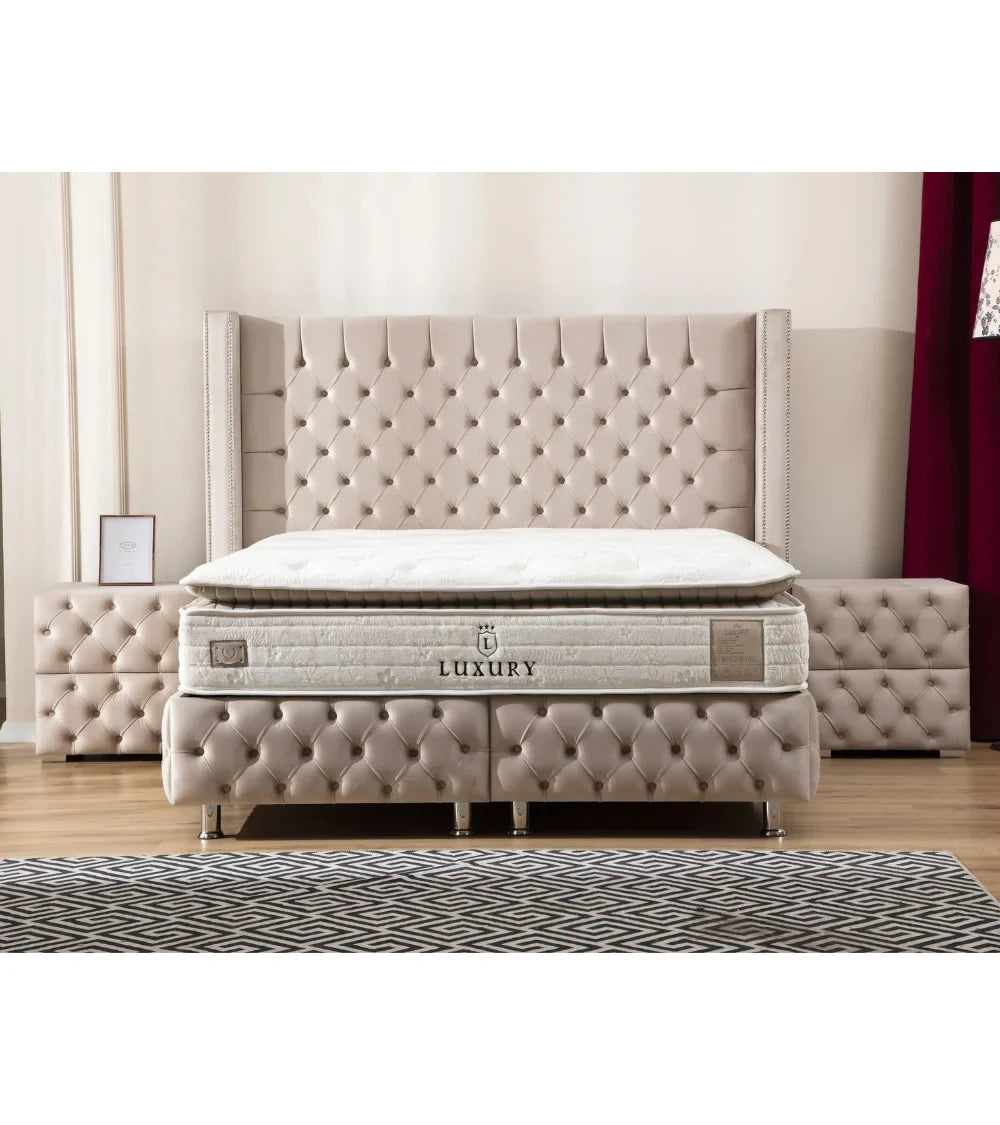 Lit Coffre Armony Beige - Confort, Élégance et Fonctionnalité