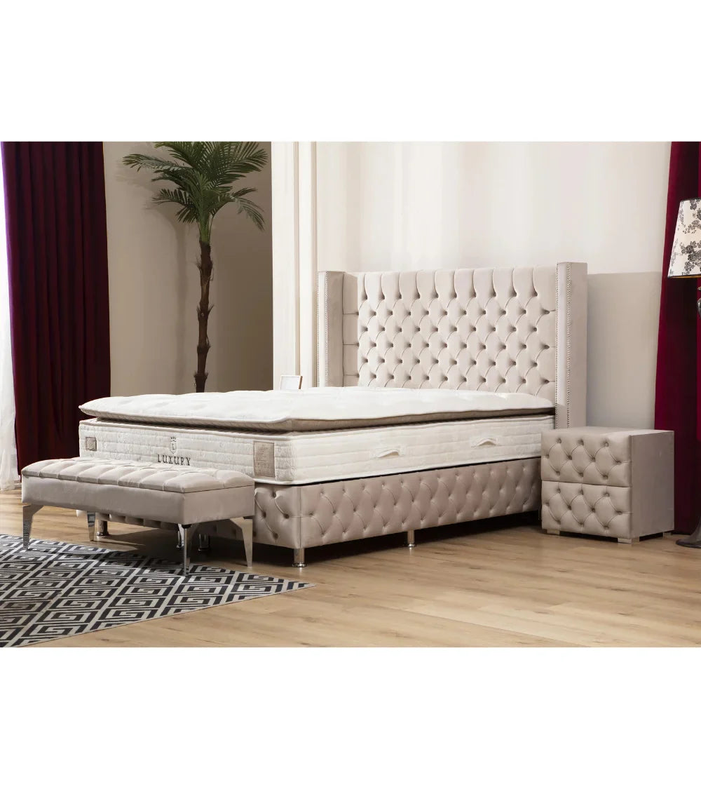 Lit Coffre Armony Beige - Confort, Élégance et Fonctionnalité