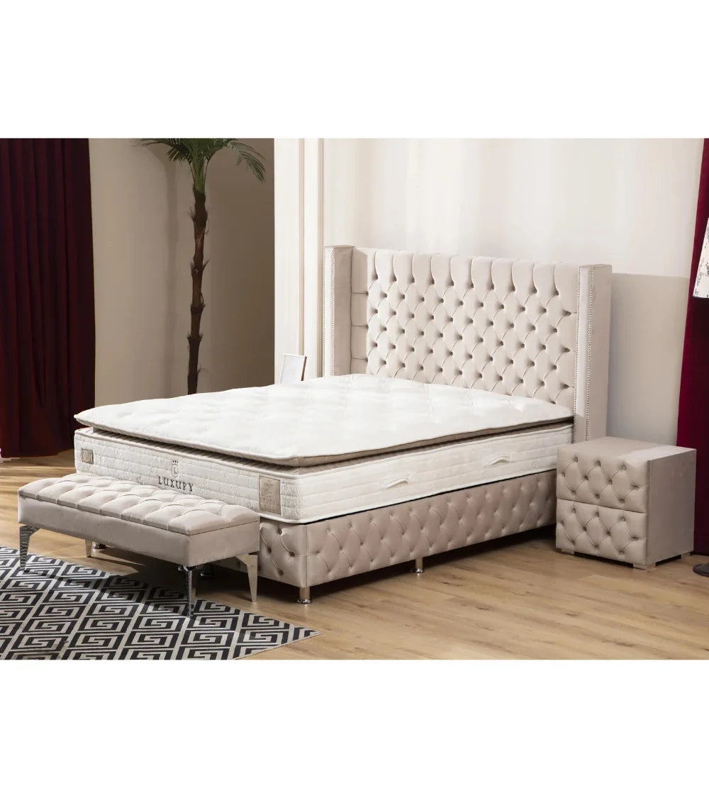 Lit Coffre Armony Beige - Confort, Élégance et Fonctionnalité