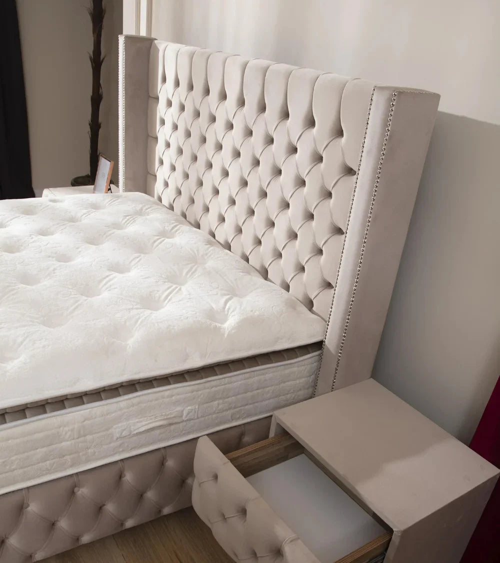 Lit Coffre Armony Beige - Confort, Élégance et Fonctionnalité