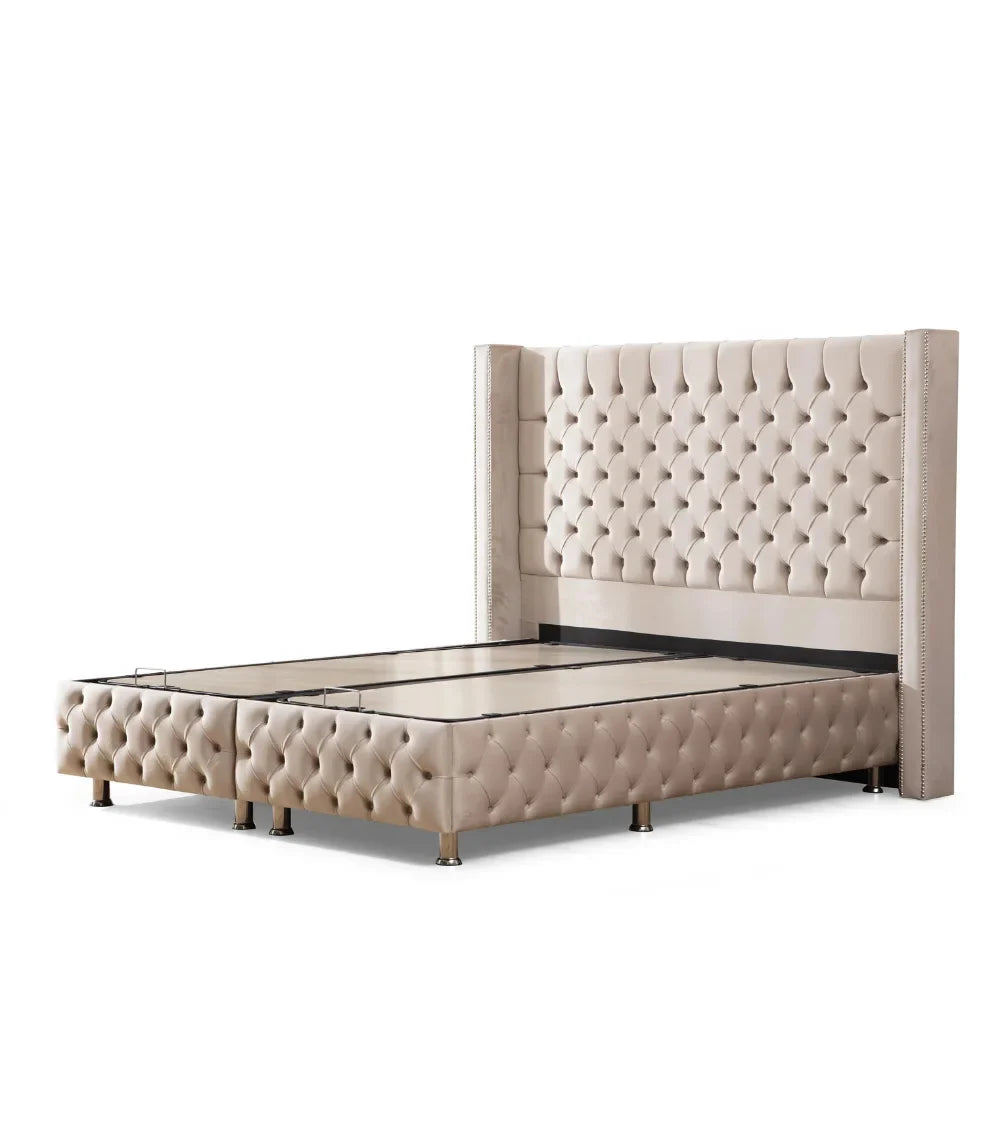 Lit Coffre Armony Beige - Confort, Élégance et Fonctionnalité
