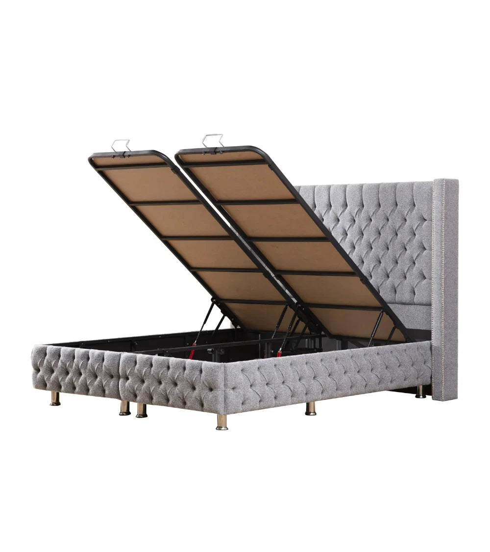 Lit Coffre Armony Gris - Confort, Élégance et Fonctionnalité