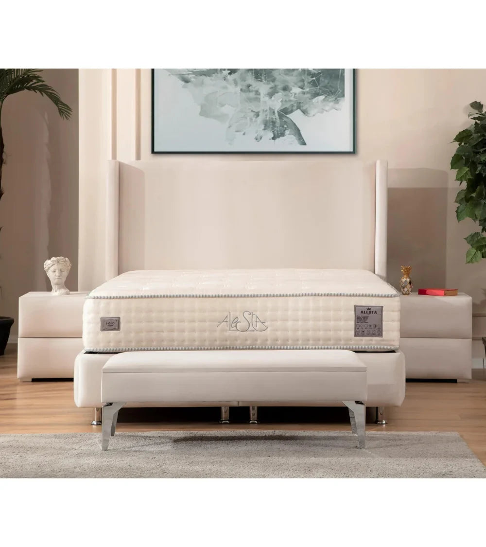 Lit Coffre Coco Blanc Écru - Velours