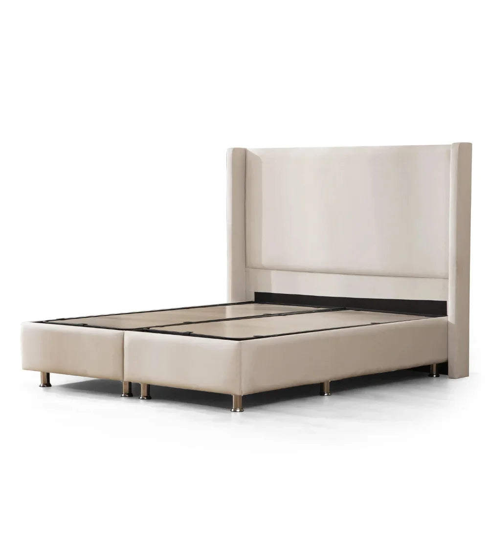 Lit Coffre Coco Blanc Écru - Velours