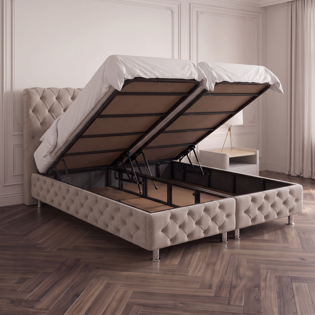 Lit Coffre Sydney Beige - Douceur, Sophistication et Fonctionnalité
