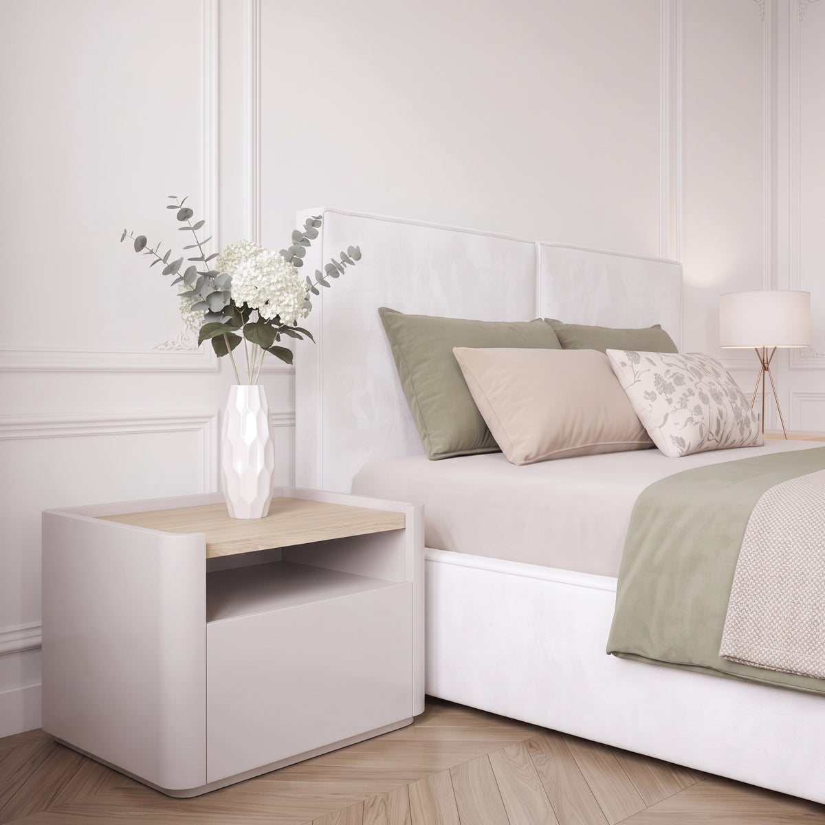 Lit Coffre Cuba Velours Blanc Anti-Tache – Design Moderne avec Rangement | 140x190, 160x200, 180x200