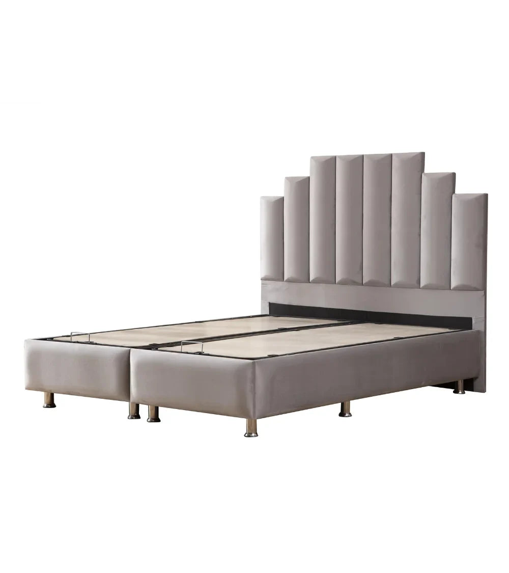 Lit Coffre Pyramide Gris - Design Élégant