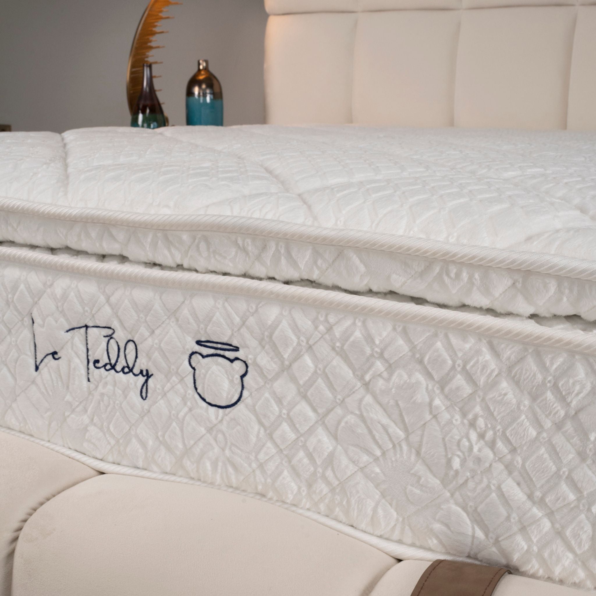 Matelas Le Teddy White Angels Mattress - Surmatelas Peluche Intégré, Confort Douillet, Épaisseur 30 cm, Simple Face