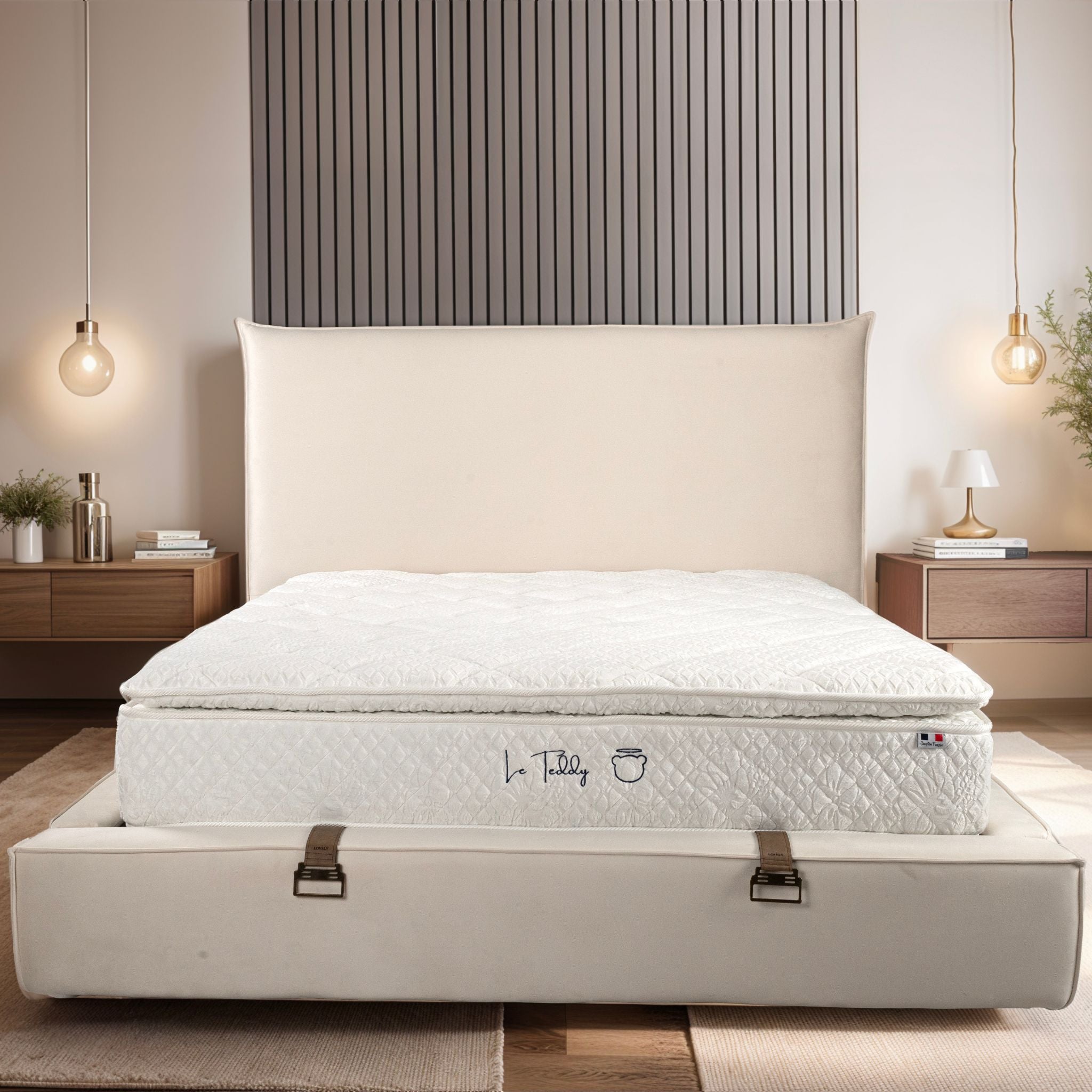 Matelas Le Teddy White Angels Mattress - Surmatelas Peluche Intégré, Confort Douillet, Épaisseur 30 cm, Simple Face