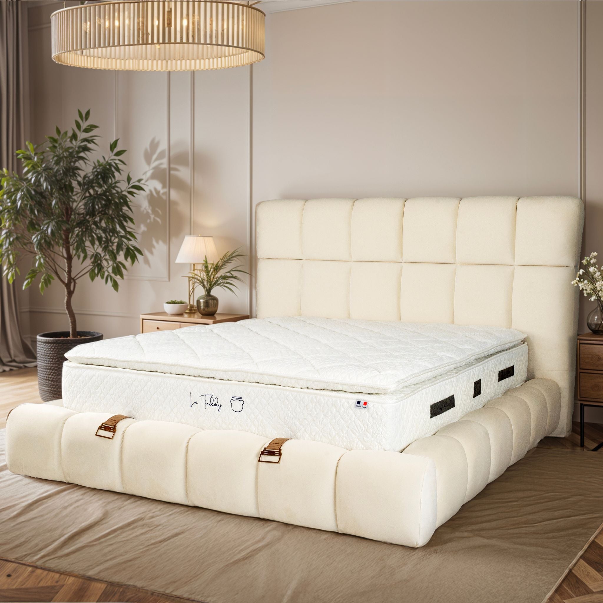 Matelas Le Teddy White Angels Mattress - Surmatelas Peluche Intégré, Confort Douillet, Épaisseur 30 cm, Simple Face