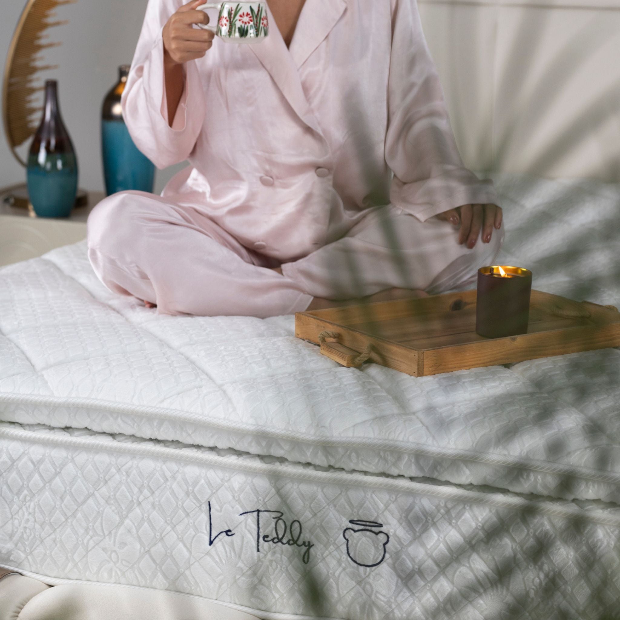 Matelas Le Teddy White Angels Mattress - Surmatelas Peluche Intégré, Confort Douillet, Épaisseur 30 cm, Simple Face