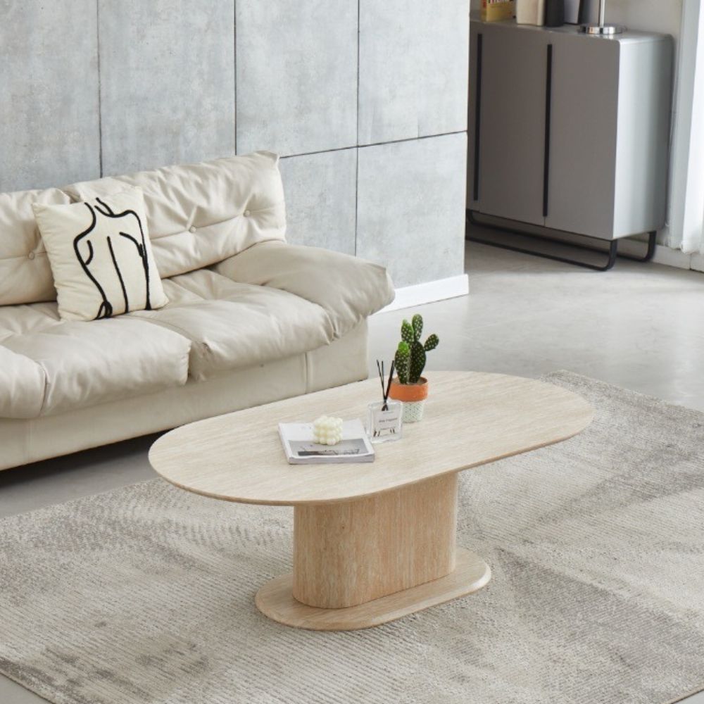 Table Basse Léa – Effet Travertin – 130 cm