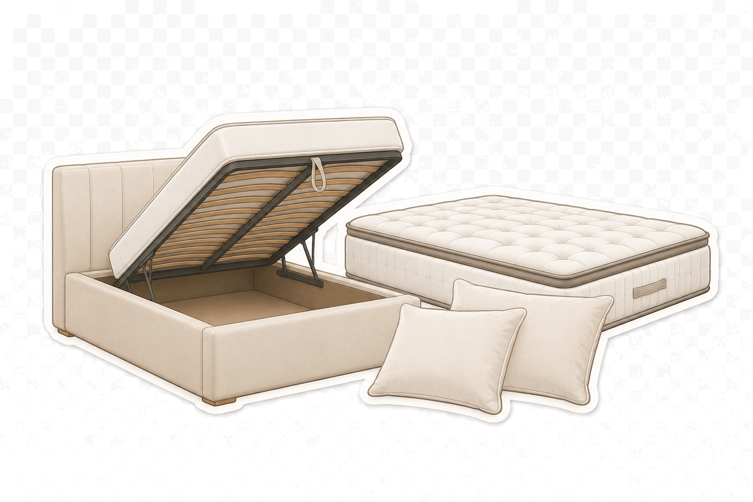 Packs Complets Lit Coffre + Matelas + Oreillers Offerts