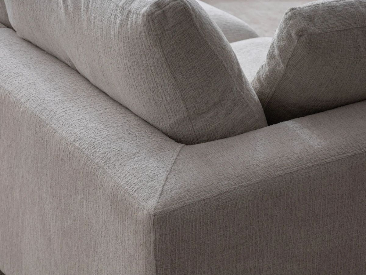 Canapé Julia Modulable - Tissu Chenille Blanc - 3 Places + 1 Pouf
