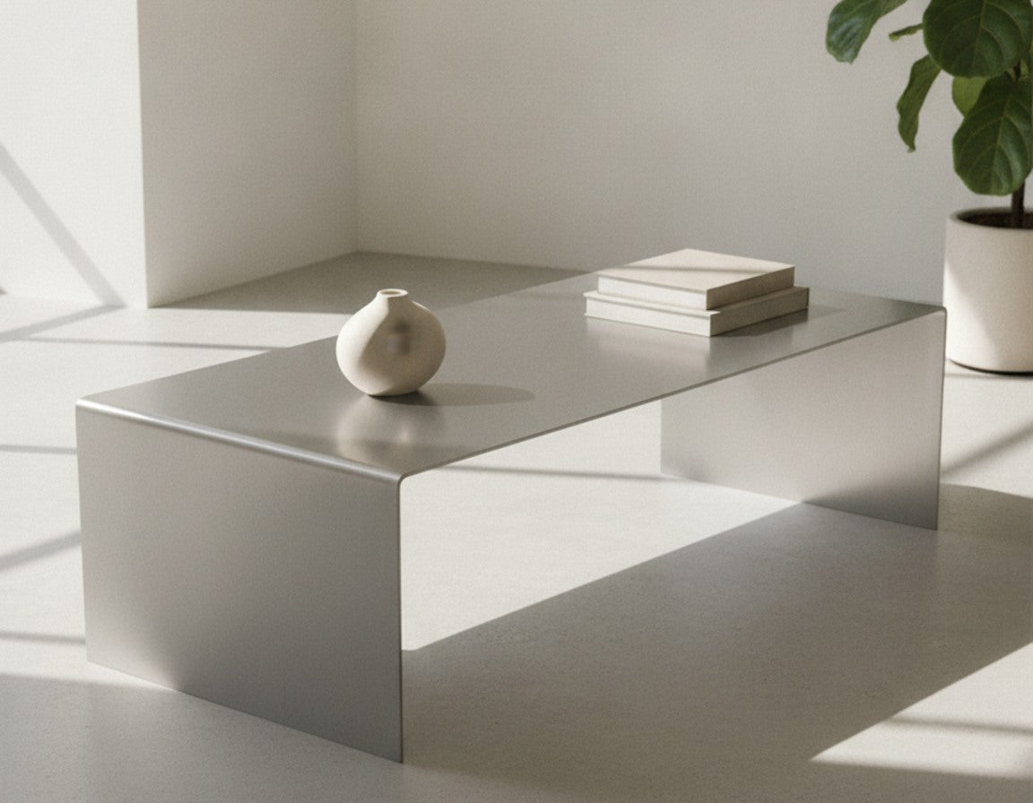 Table Basse Rectangulaire 110x55 cm en Acier Inoxydable - Design Waterfall