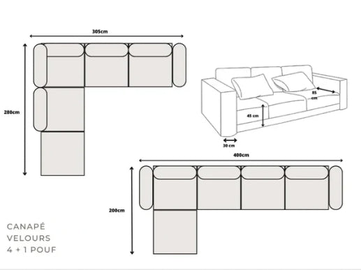 CANAPÉ MODULABLE 4 + 1 : CONFORT ET FLEXIBILITÉ