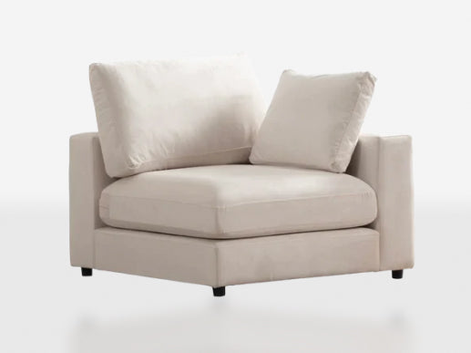 Canapé Julia Modulable Velours Blanc 3+1 Pouf