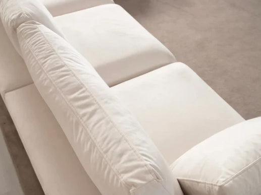 Canapé Julia Modulable Velours Blanc 3+1 Pouf