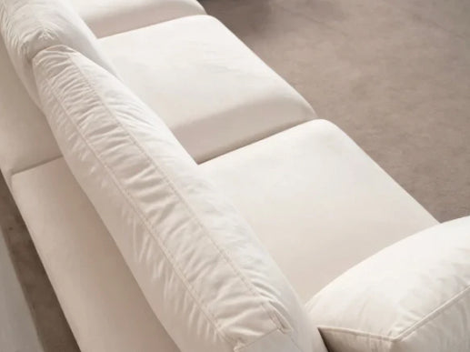 Canapé Julia Modulable Velours Blanc 4+1 Pouf