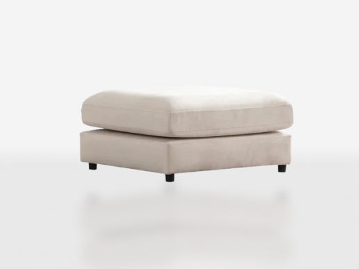 Canapé Julia Modulable Velours Blanc 4+1 Pouf