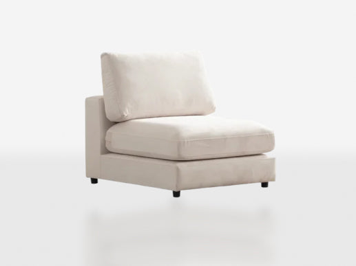 Canapé Julia Modulable Velours Blanc 4+1 Pouf