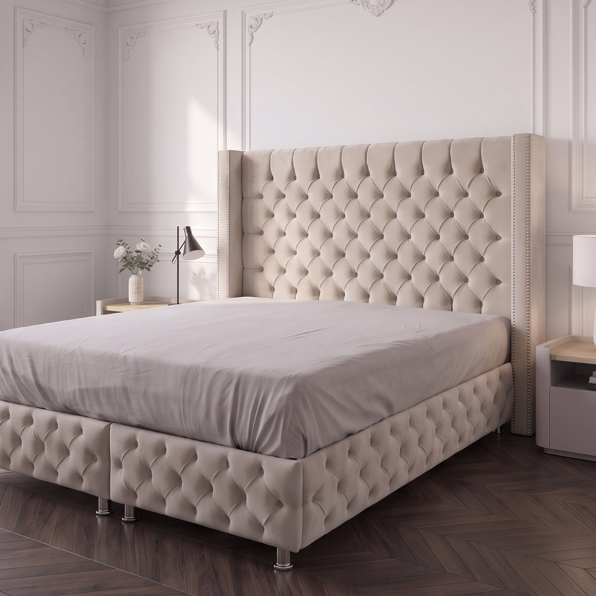 Lit Coffre Armony Beige - Confort, Élégance et Fonctionnalité
