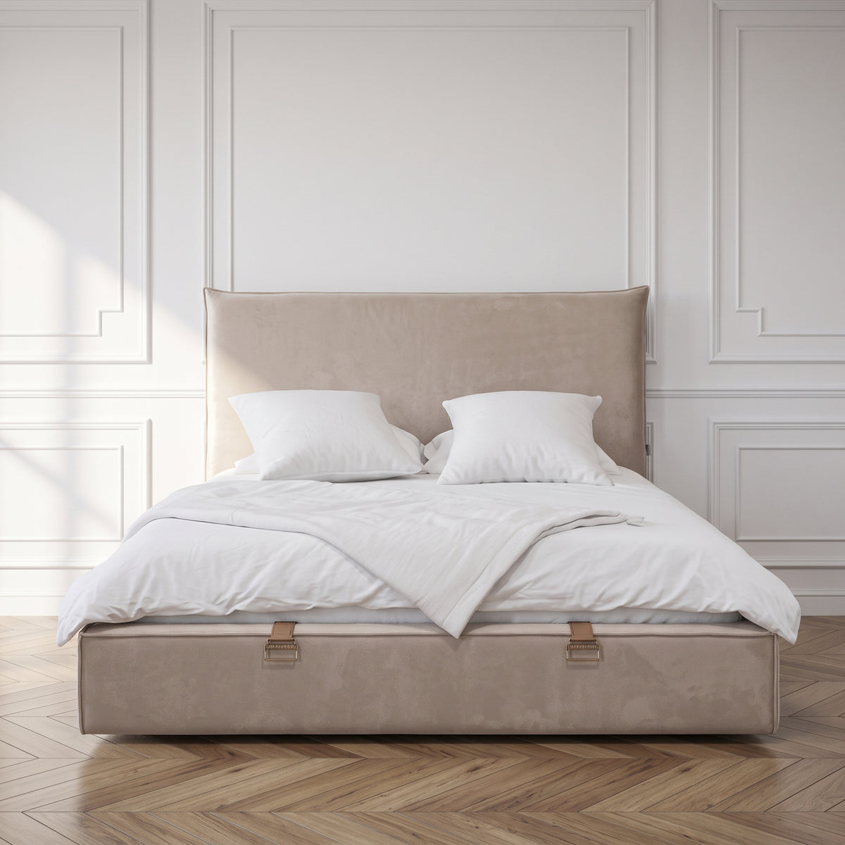 Lit Coffre Lovely - Velours Taupe