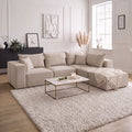Canapé Modulable - Velours - 4 Places + 1 Pouf