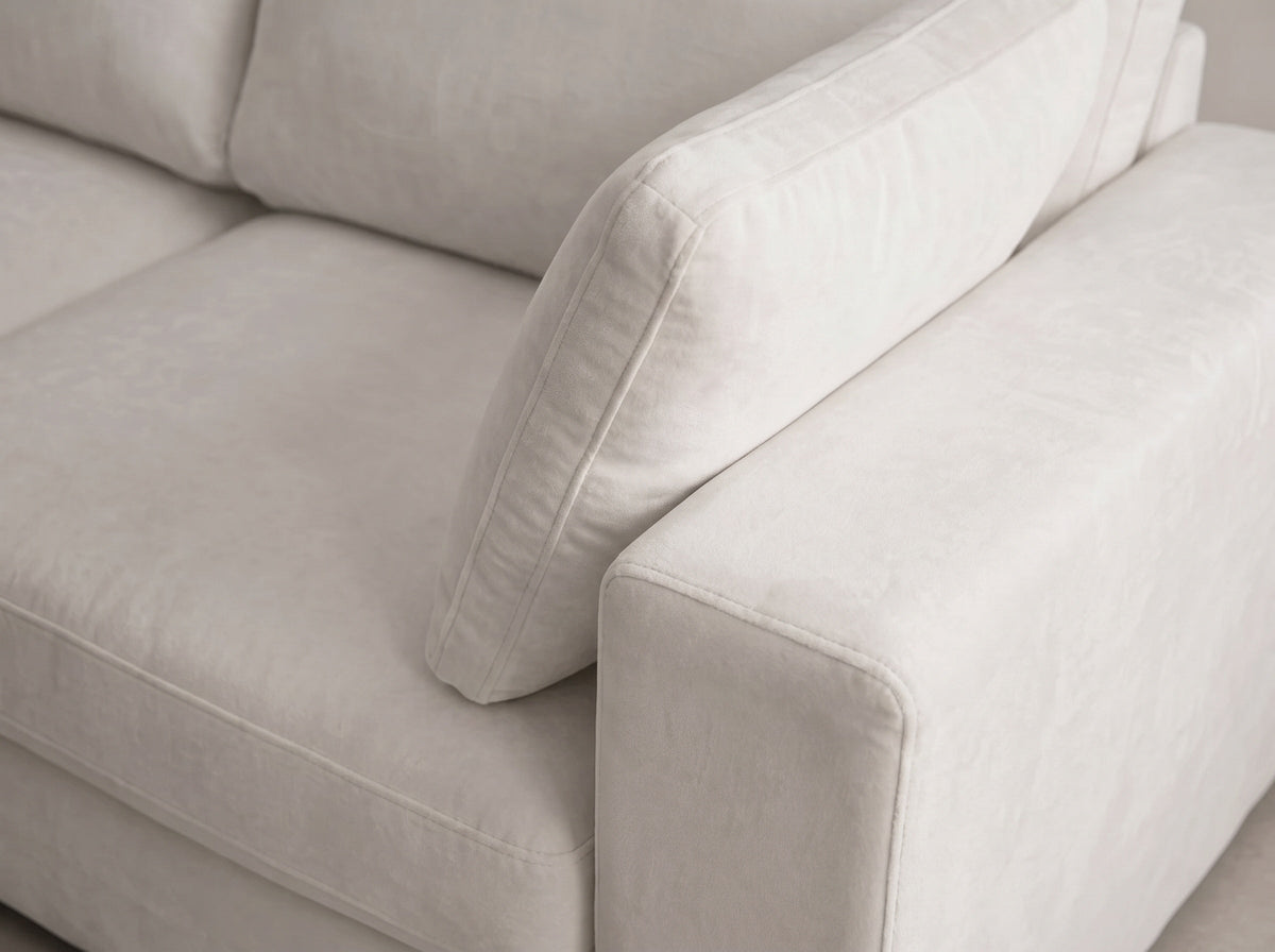 Canapé Julia Modulable - Velours Blanc - 4 Places + 1 Pouf