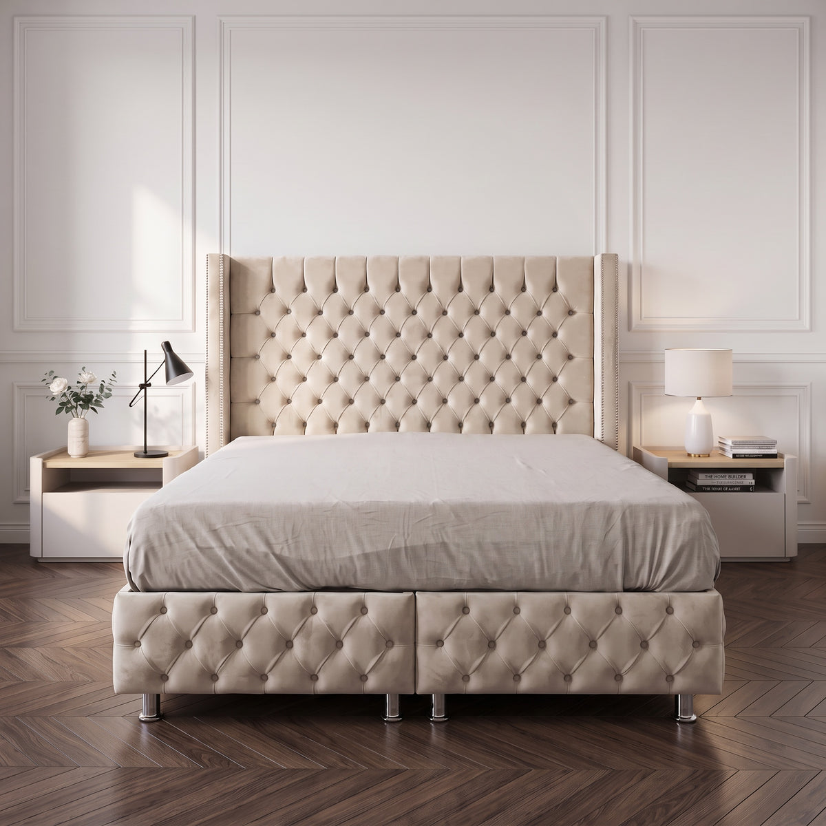 Lit Coffre Armony Beige - Confort, Élégance et Fonctionnalité