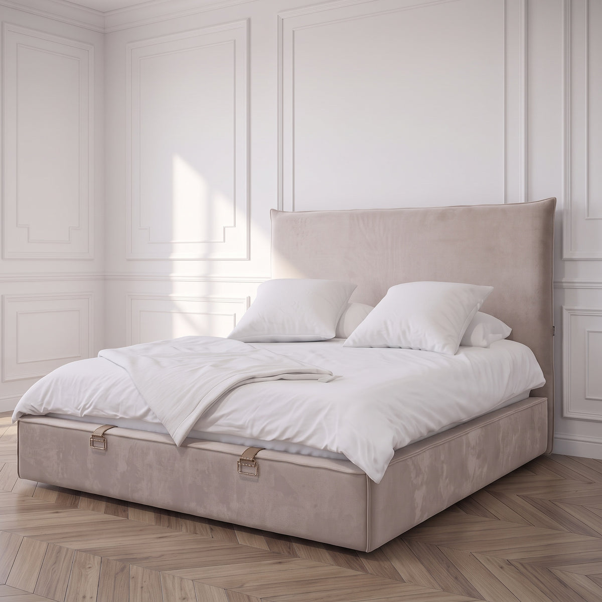 Lit Coffre Lovely - Velours Taupe