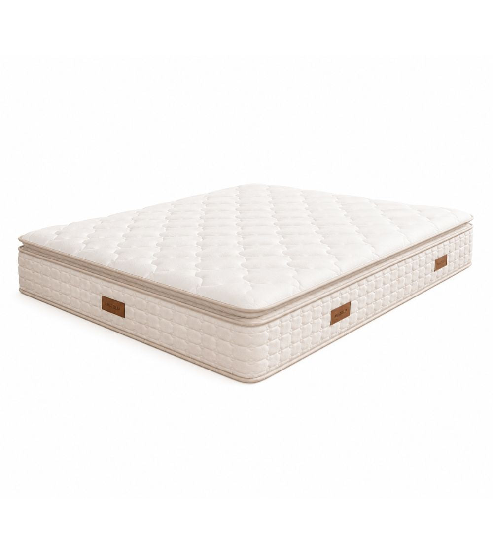 Pack Lit Coffre Jade Beige Velours Anti-Tâche + Matelas 30cm + Surmatelas Intégré + 2 Oreillers Offerts | 140x190 / 160x200 / 180x200