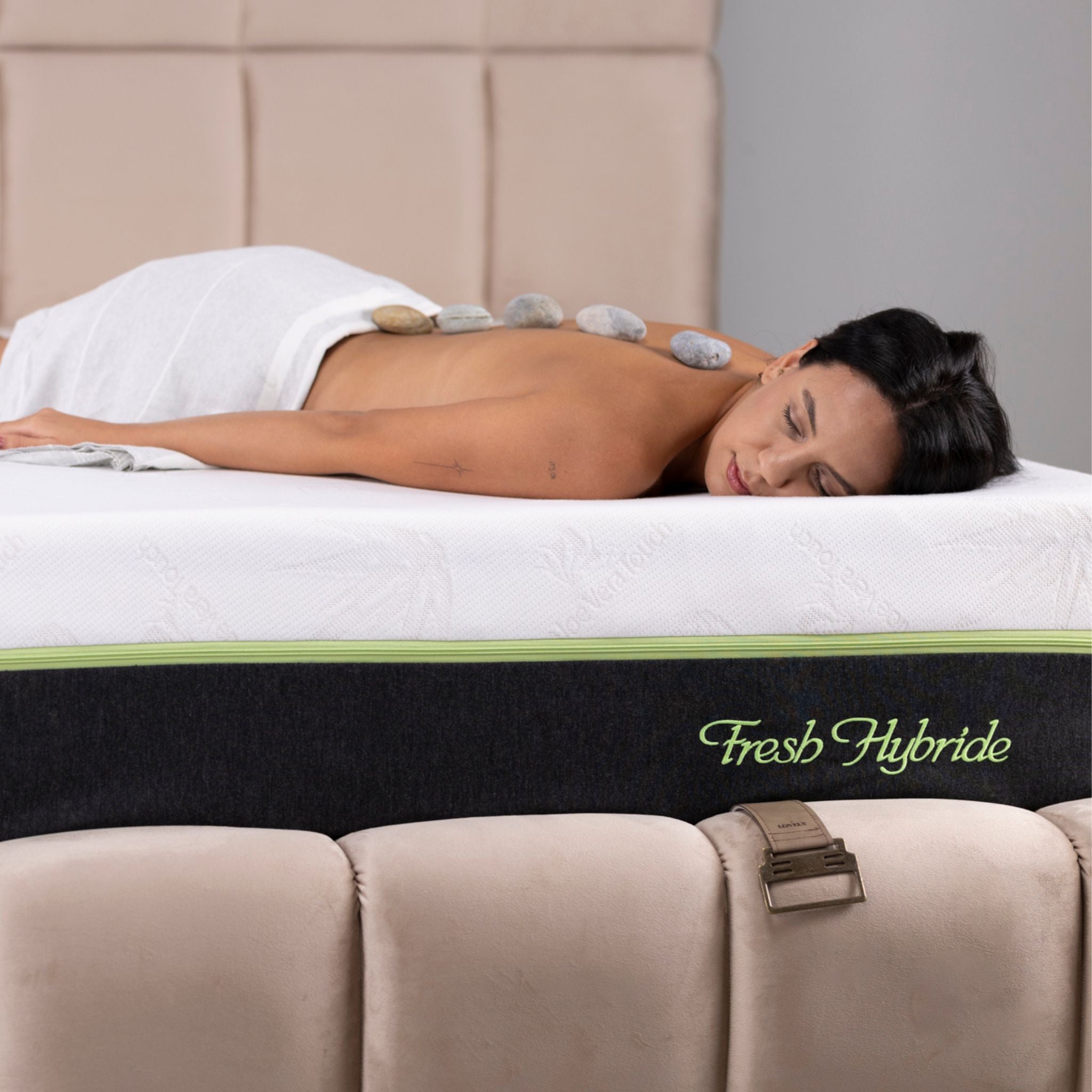 Matelas Fresh Hybride Aloe Vera Angels Mattress - Hybride 27 cm, Confort 5 Zones, Tissu Aloe Vera Lavable