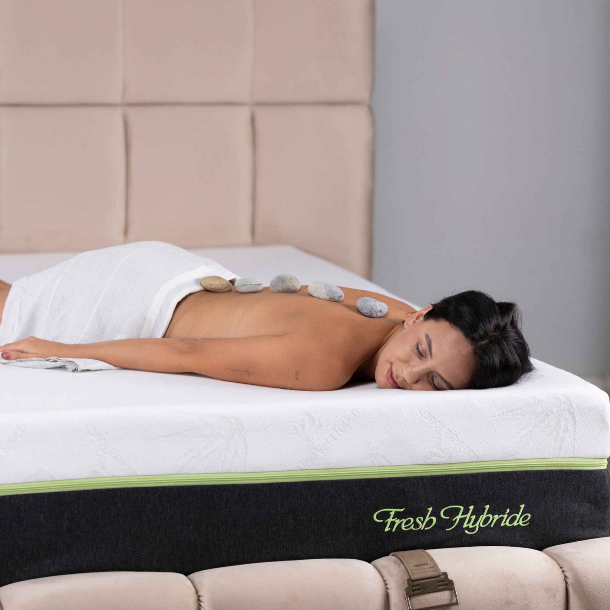 Matelas Fresh Hybride Aloe Vera Angels Mattress - Hybride 27 cm, Confort 5 Zones, Tissu Aloe Vera Lavable