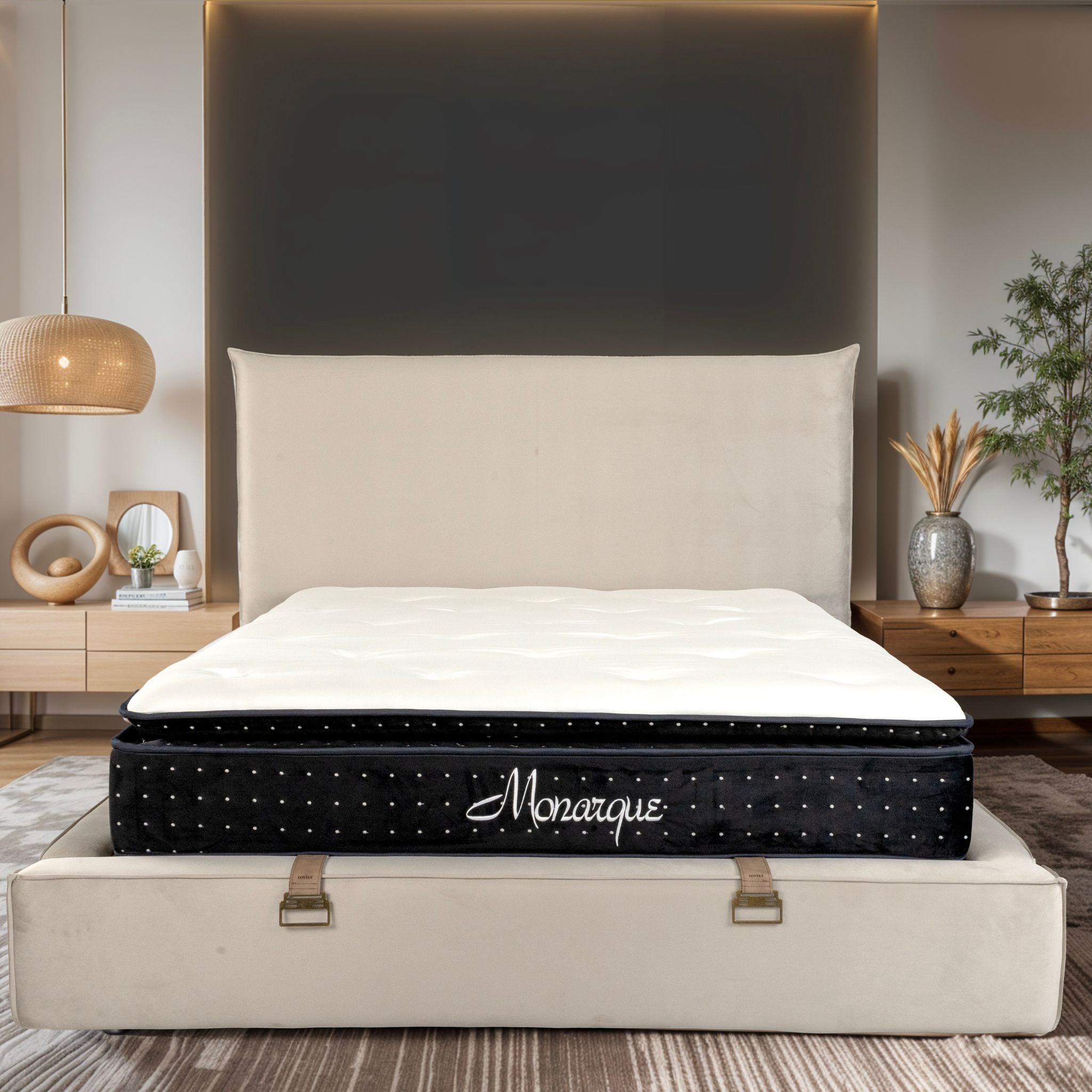 Matelas Monarque Angels Mattress - Surmatelas Intégré, Confort 5 Zones, Épaisseur 32 cm, Simple Face