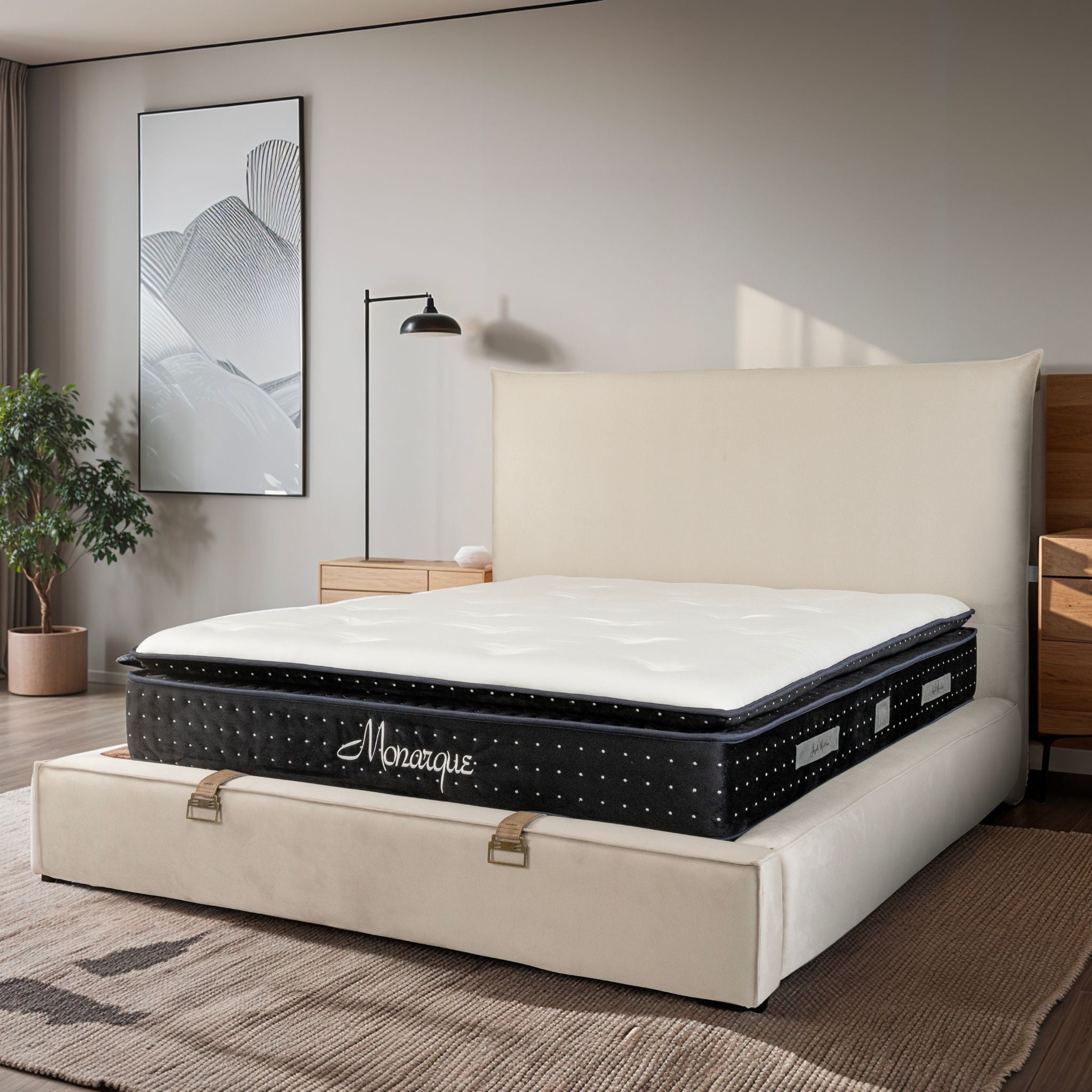 Matelas Monarque Angels Mattress - Surmatelas Intégré, Confort 5 Zones, Épaisseur 32 cm, Simple Face