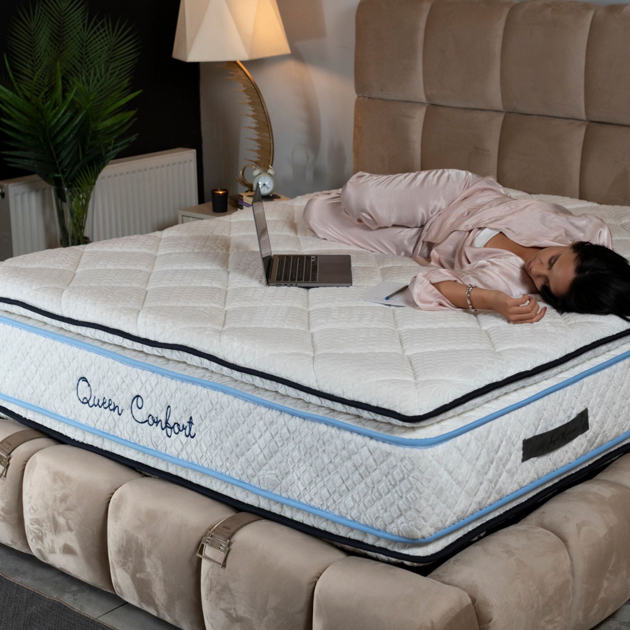 Matelas Queen Confort Angels Mattress - Double Surmatelas, Confort 5 Zones, Double Face, Épaisseur 34 cm