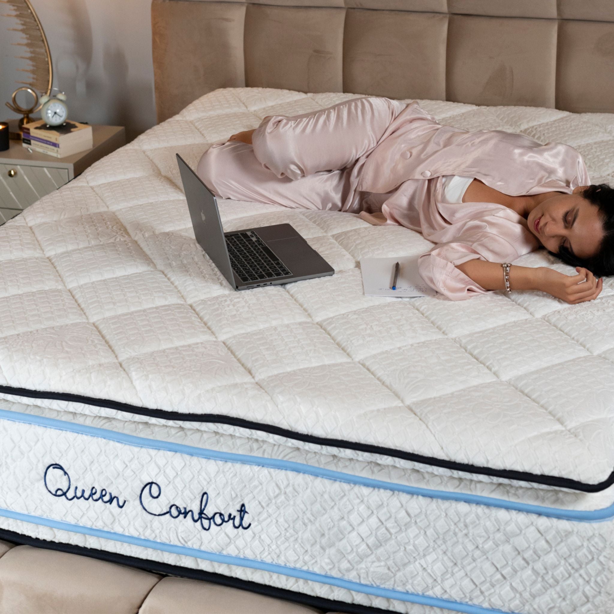 Matelas Queen Confort Angels Mattress - Double Surmatelas, Confort 5 Zones, Double Face, Épaisseur 34 cm