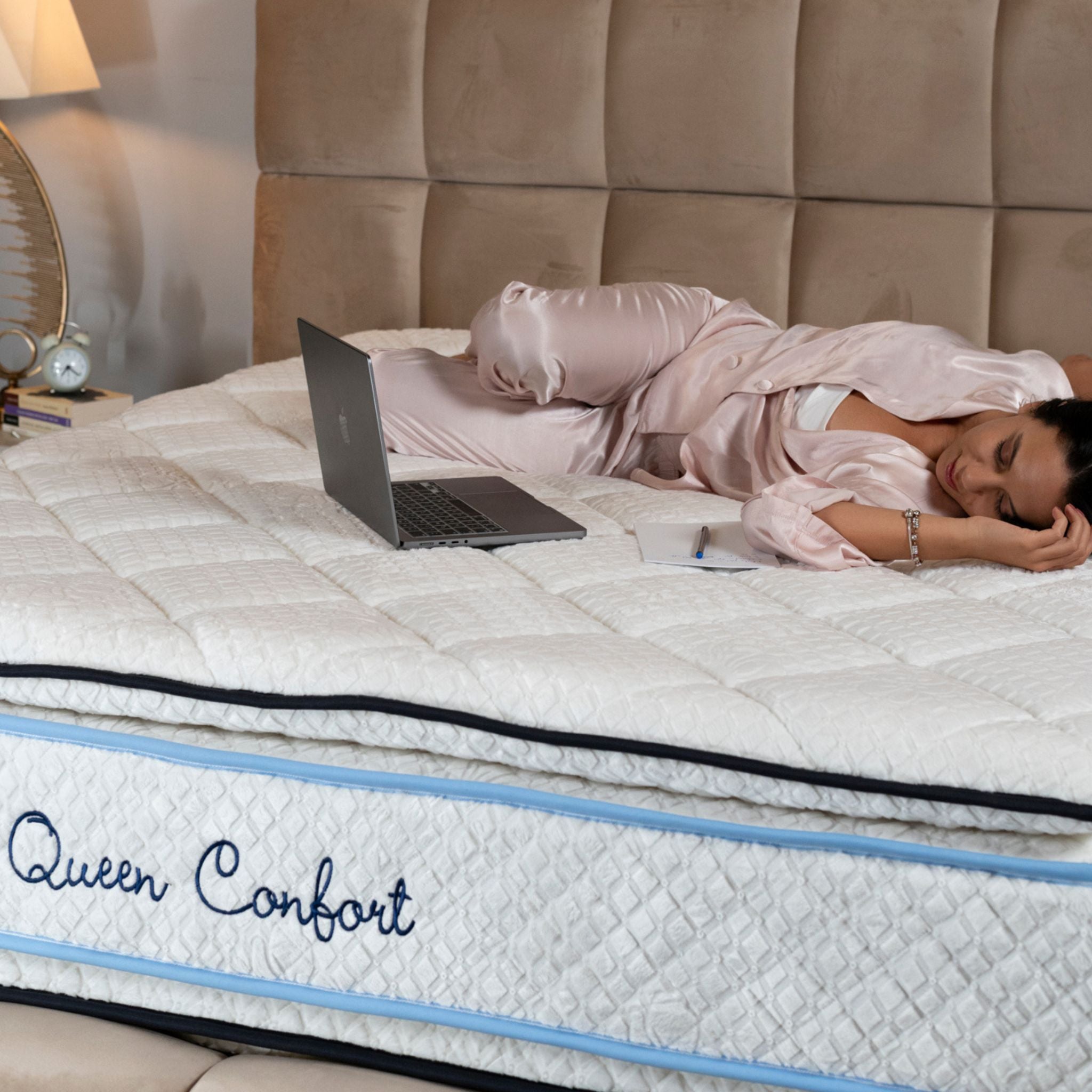 Matelas Queen Confort Angels Mattress - Double Surmatelas, Confort 5 Zones, Double Face, Épaisseur 34 cm